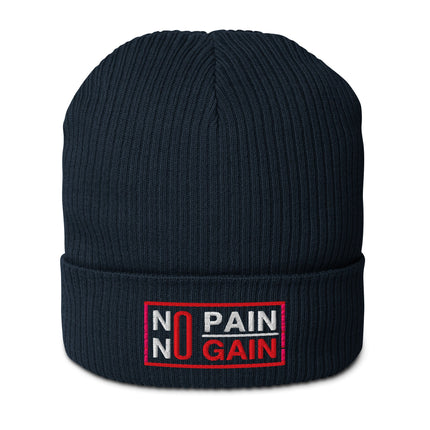 Bonnet côtelé bio - No pain no gain - pimp your tee