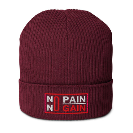 Bonnet côtelé bio - No pain no gain - pimp your tee