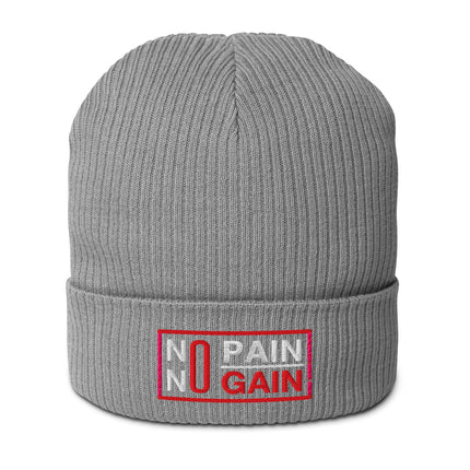 Bonnet côtelé bio - No pain no gain - pimp your tee
