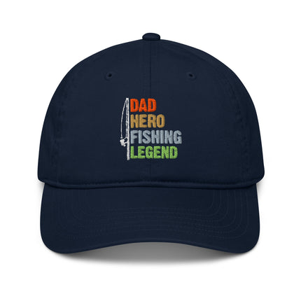 Casquette de baseball bio Broderie Dad hero fishing - pimp your tee