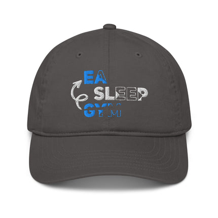 Casquette de baseball bio Broderie Eat sleep gym - pimp your tee
