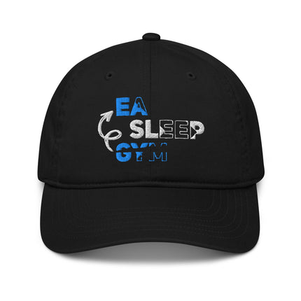 Casquette de baseball bio Broderie Eat sleep gym - pimp your tee