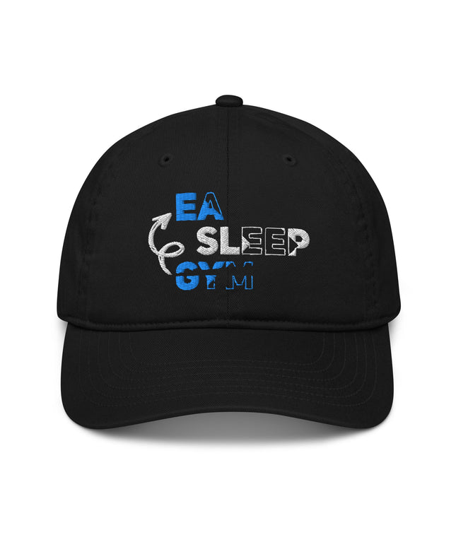 Casquette de baseball bio Broderie Eat sleep gym - pimp your tee