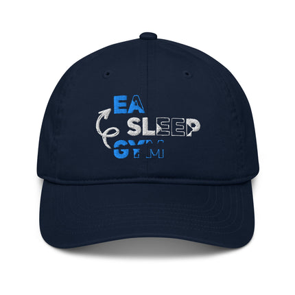 Casquette de baseball bio Broderie Eat sleep gym - pimp your tee