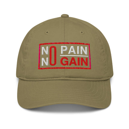 Casquette de baseball bio Broderie No pain no gain - pimp your tee