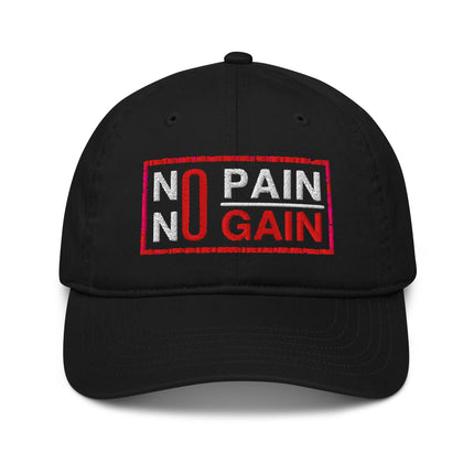 Casquette de baseball bio Broderie No pain no gain - pimp your tee