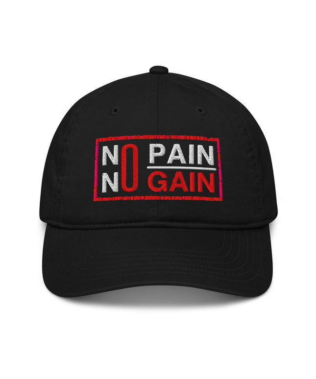 Casquette de baseball bio Broderie No pain no gain - pimp your tee