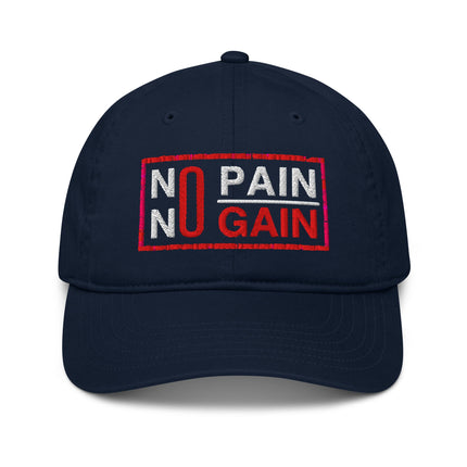 Casquette de baseball bio Broderie No pain no gain - pimp your tee