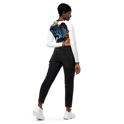 Haut court à manches longues en matières recyclées - Fleurs - pimp your tee