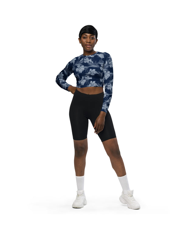 Haut court à manches longues en matières recyclées - Hibiscus - pimp your tee