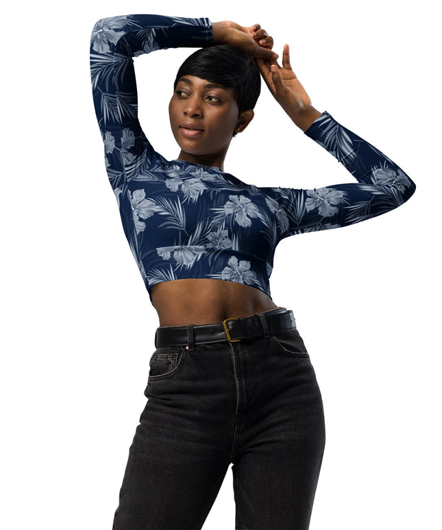 Haut court à manches longues en matières recyclées - Hibiscus - pimp your tee