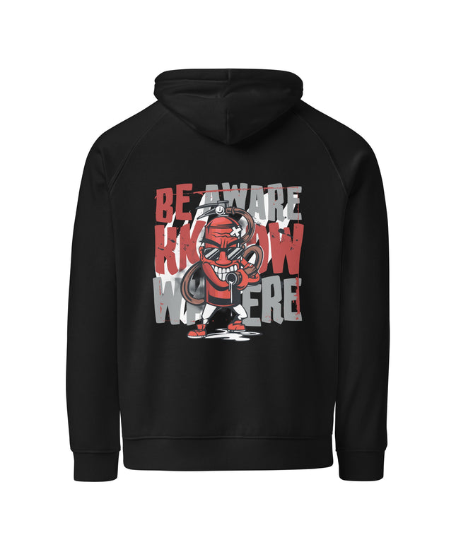 Sweat à capuche écologique Raglan unisexe - Be aware - pimp your tee