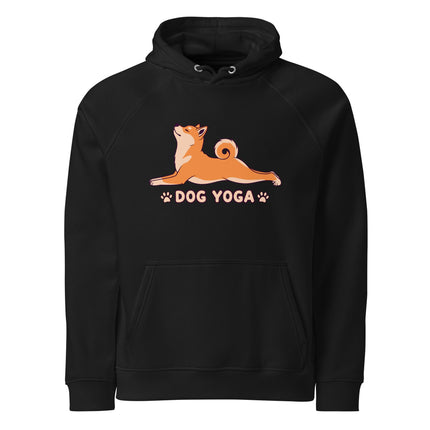 Sweat à capuche écologique Raglan unisexe - Dog Yoga - pimp your tee