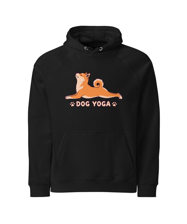 Sweat à capuche écologique Raglan unisexe - Dog Yoga - pimp your tee