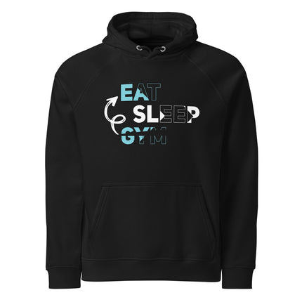 Sweat à capuche écologique Raglan unisexe - Eat sleep gym - pimp your tee