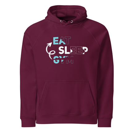 Sweat à capuche écologique Raglan unisexe - Eat sleep gym - pimp your tee