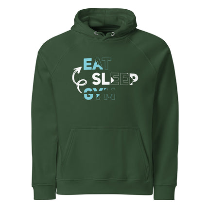 Sweat à capuche écologique Raglan unisexe - Eat sleep gym - pimp your tee