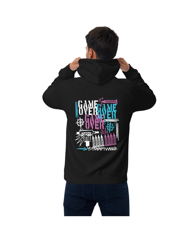 Sweat à capuche écologique Raglan unisexe - Game Over - pimp your tee