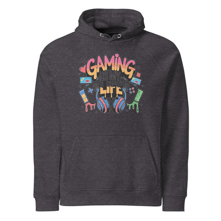 Sweat à capuche écologique Raglan unisexe - Gaming is my life - pimp your tee