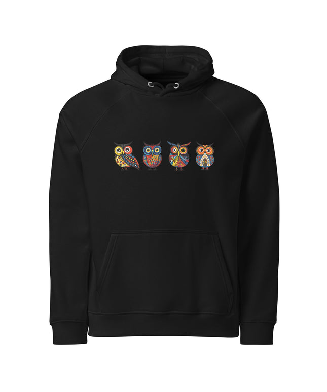 Sweat à capuche écologique Raglan unisexe - Hiboux - pimp your tee