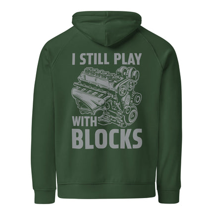 Sweat à capuche écologique Raglan unisexe - I still play with blocks - pimp your tee