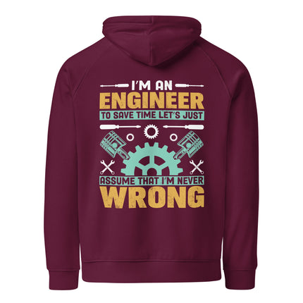 Sweat à capuche écologique Raglan unisexe - I'm am Engineer - pimp your tee