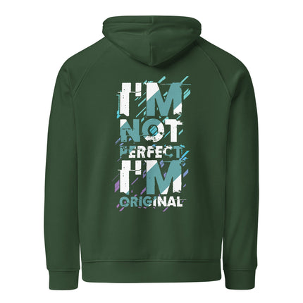 Sweat à capuche écologique Raglan unisexe - I'm no perfect - pimp your tee