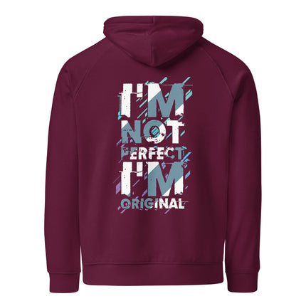 Sweat à capuche écologique Raglan unisexe - I'm no perfect - pimp your tee