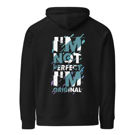 Sweat à capuche écologique Raglan unisexe - I'm no perfect - pimp your tee
