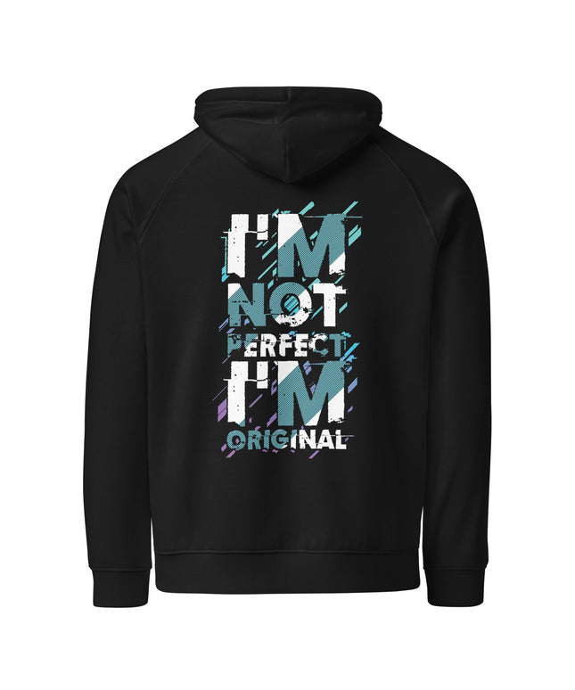 Sweat à capuche écologique Raglan unisexe - I'm no perfect - pimp your tee