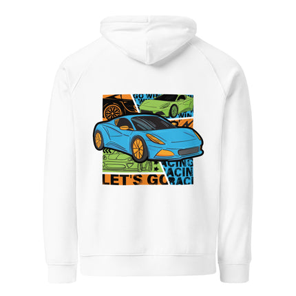 Sweat à capuche écologique Raglan unisexe - Let's go racing - pimp your tee