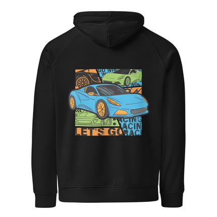 Sweat à capuche écologique Raglan unisexe - Let's go racing - pimp your tee