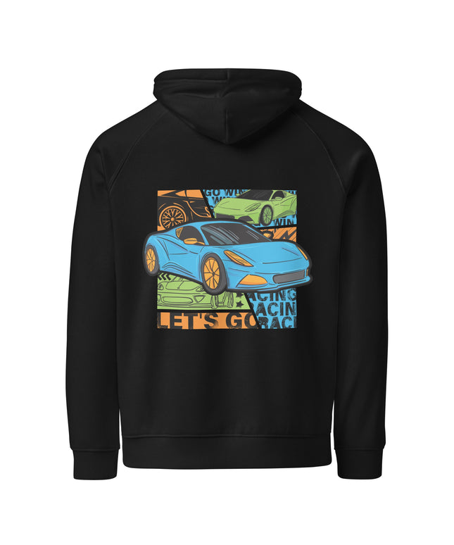 Sweat à capuche écologique Raglan unisexe - Let's go racing - pimp your tee