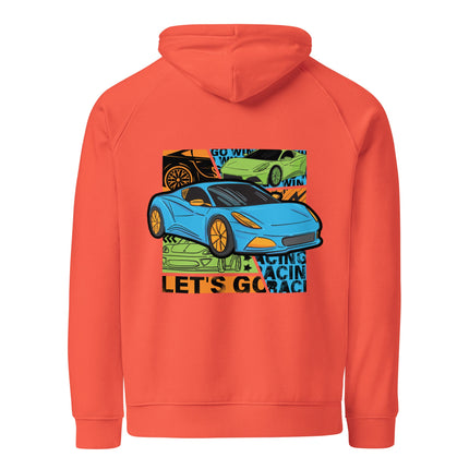 Sweat à capuche écologique Raglan unisexe - Let's go racing - pimp your tee