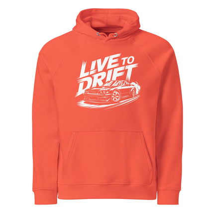Sweat à capuche écologique Raglan unisexe - Live to drift - pimp your tee