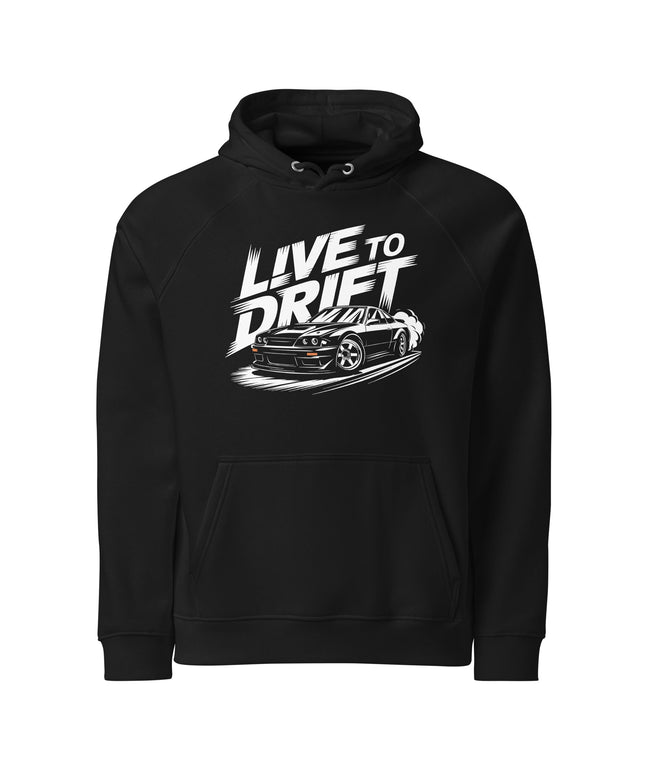 Sweat à capuche écologique Raglan unisexe - Live to drift - pimp your tee