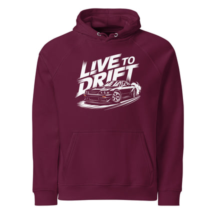 Sweat à capuche écologique Raglan unisexe - Live to drift - pimp your tee