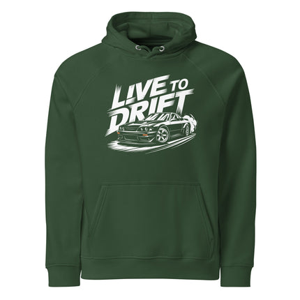 Sweat à capuche écologique Raglan unisexe - Live to drift - pimp your tee