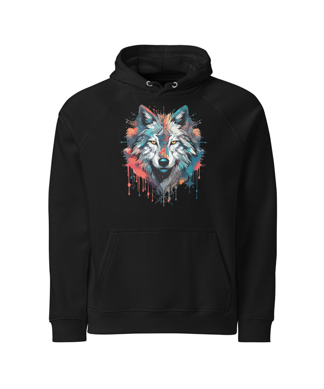 Sweat à capuche écologique Raglan unisexe - loup - pimp your tee