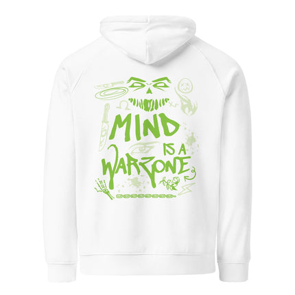 Sweat à capuche écologique Raglan unisexe - Mind is a warzone - pimp your tee