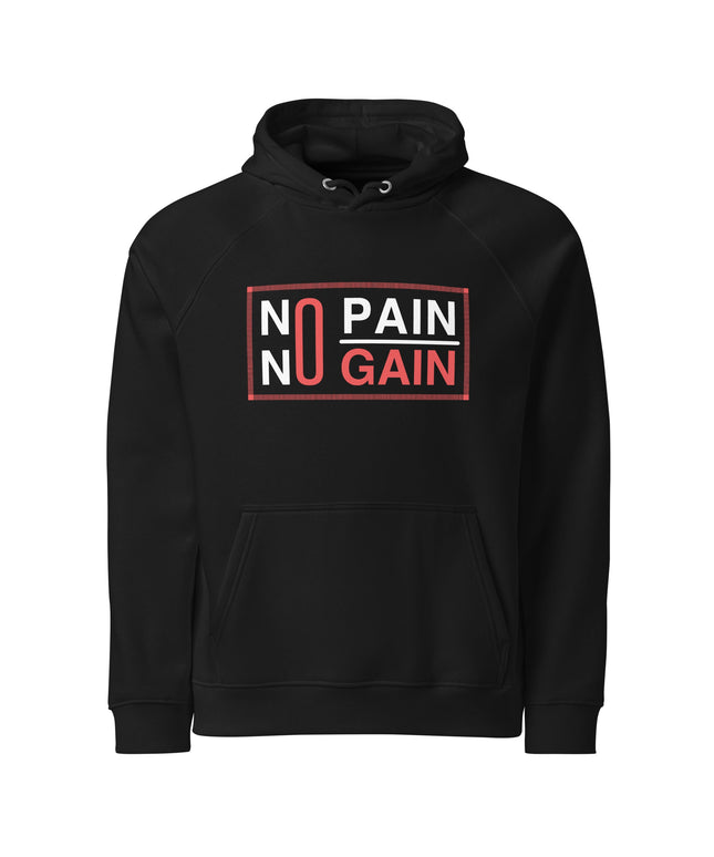 Sweat à capuche écologique Raglan unisexe - No Pain no gain - pimp your tee