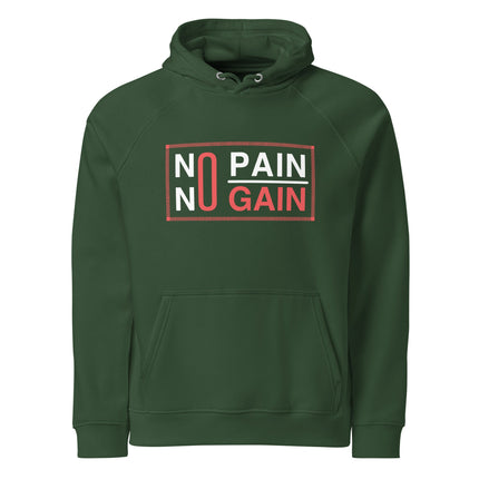 Sweat à capuche écologique Raglan unisexe - No Pain no gain - pimp your tee