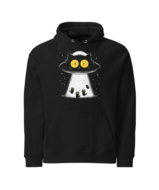 Sweat à capuche écologique Raglan unisexe - Ovni chats - pimp your tee