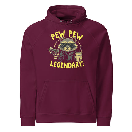 Sweat à capuche écologique Raglan unisexe - Pew Pew legendary - pimp your tee