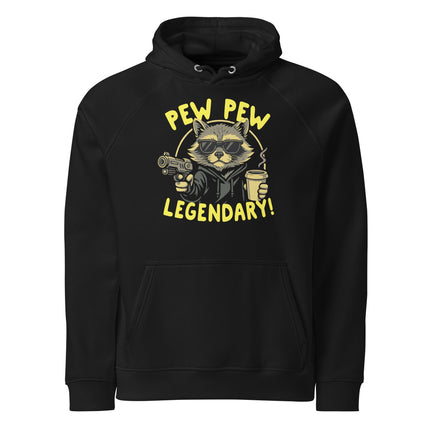 Sweat à capuche écologique Raglan unisexe - Pew Pew legendary - pimp your tee