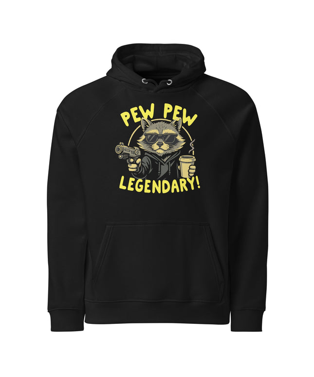 Sweat à capuche écologique Raglan unisexe - Pew Pew legendary - pimp your tee