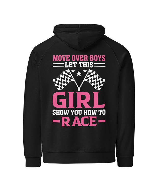 Sweat à capuche écologique Raglan unisexe - Race girls - pimp your tee