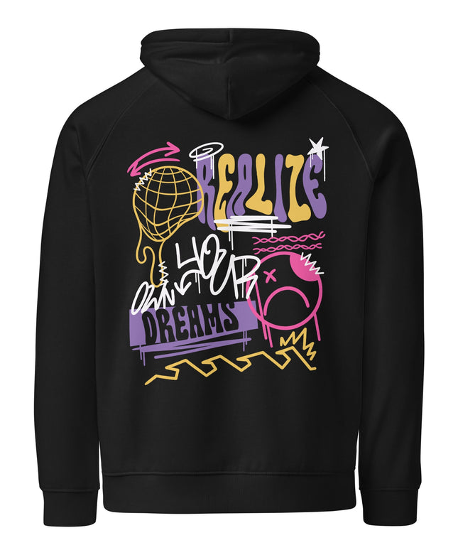 Sweat à capuche écologique Raglan unisexe - Realize your dream - pimp your tee