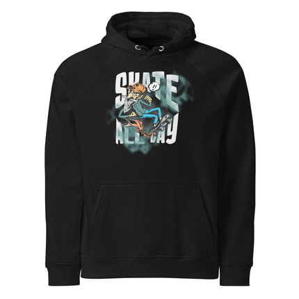 Sweat à capuche écologique Raglan unisexe - Skate all day - pimp your tee