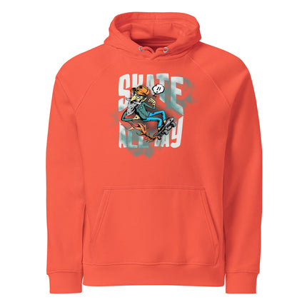 Sweat à capuche écologique Raglan unisexe - Skate all day - pimp your tee